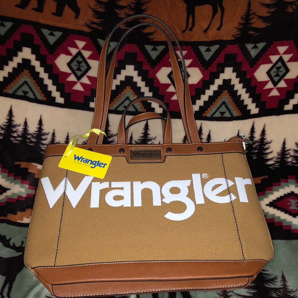 Wrangler Tan and White Logo Tote